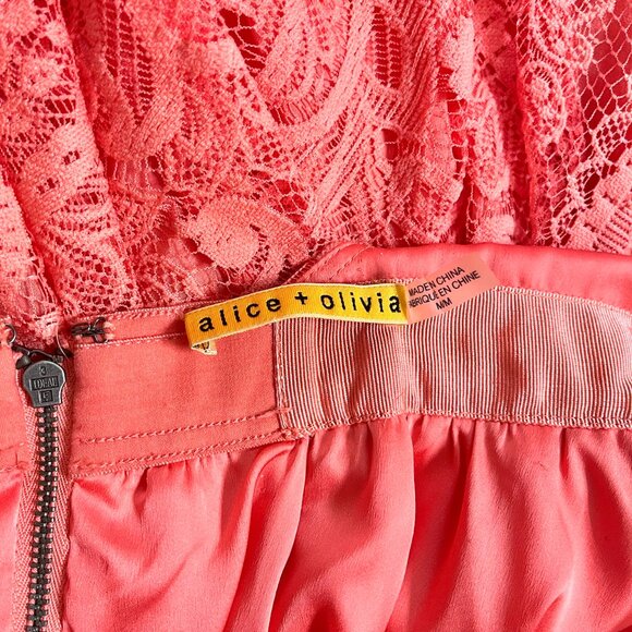 NWOT Alice & Olivia Odette Cross Back Salmon Lace Dress - Picture 6 of 8